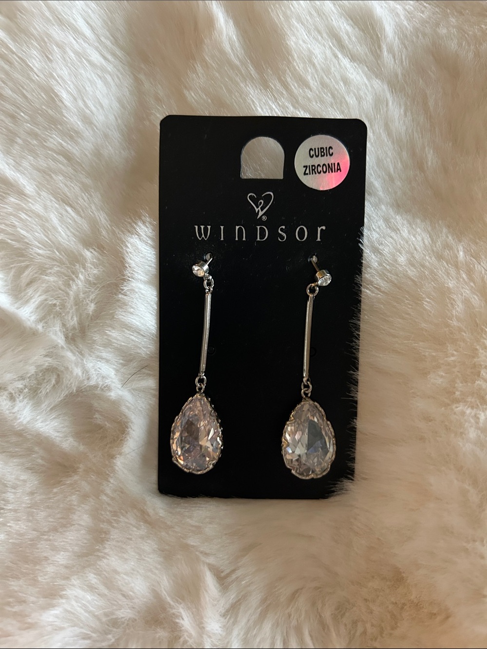 Windsor Silver Teardrop Cubic Zirconia Dangle Earrings